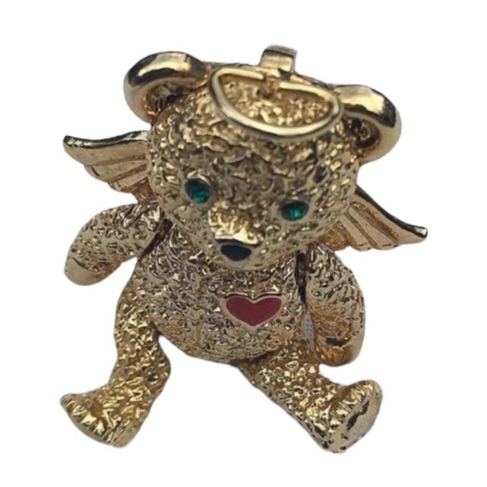 Batya Teddy Bear 🧸 articulating brooch pin pendant figurine Vintage